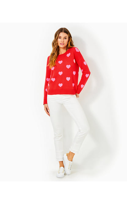 TENSLEY SWEATER, ROCOCO RED HEARTS JACQUARD