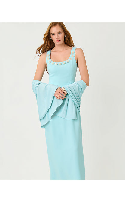LANELLE WRAP, HEATHERED DAY DREAM BLUE