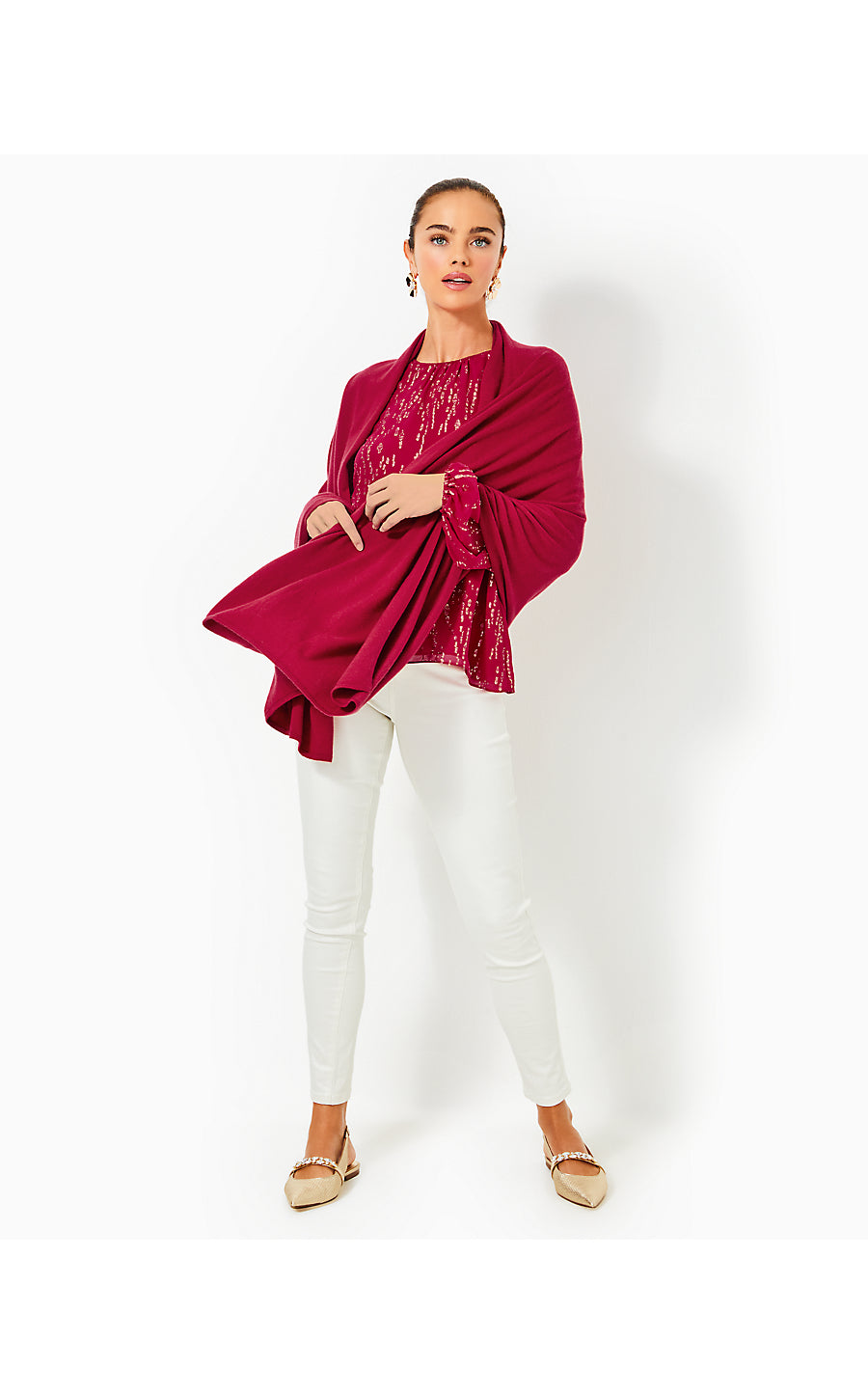 LANELLE WRAP, MALBEC RED