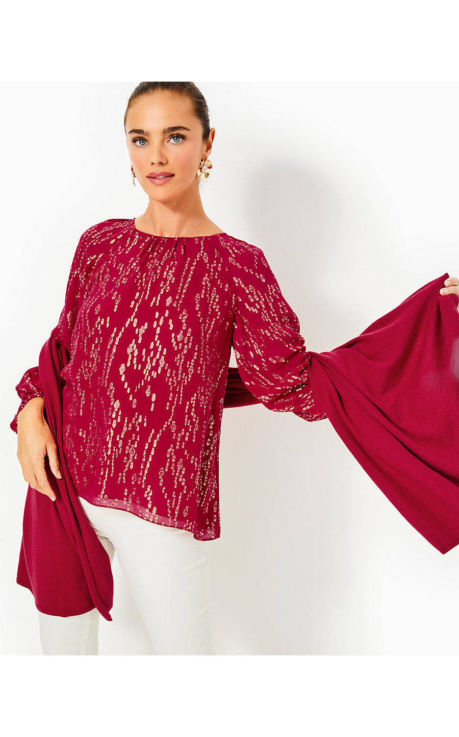 LANELLE WRAP, MALBEC RED