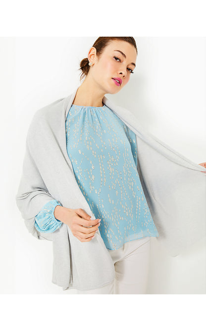 LANELLE WRAP, HEATHERED PEBBLE BEACH METALLIC