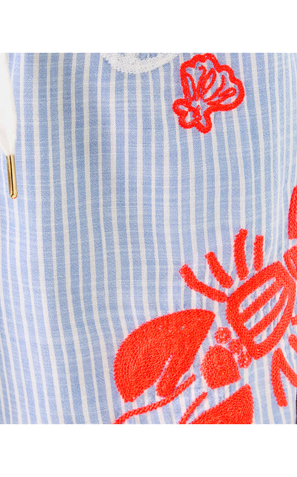 CROIX SHORT, JACARANDA BLUE BEACH DAY EMBROIDERED SEACRET STRIPE