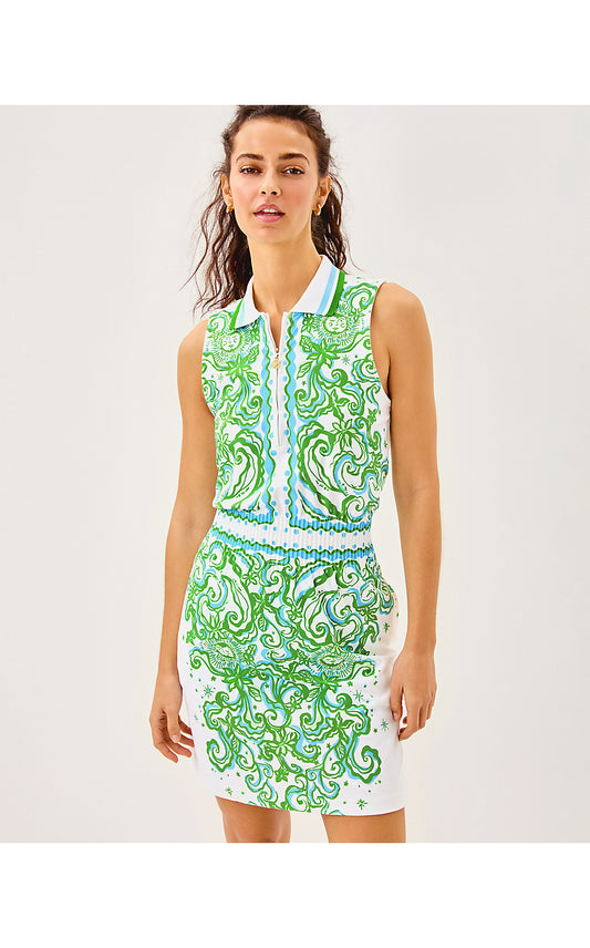 LOVE ACTIVE SLEEVELESS DRESS, RESORT WHITE SOL MATES ENGINEERED LUXLETIC DRESS