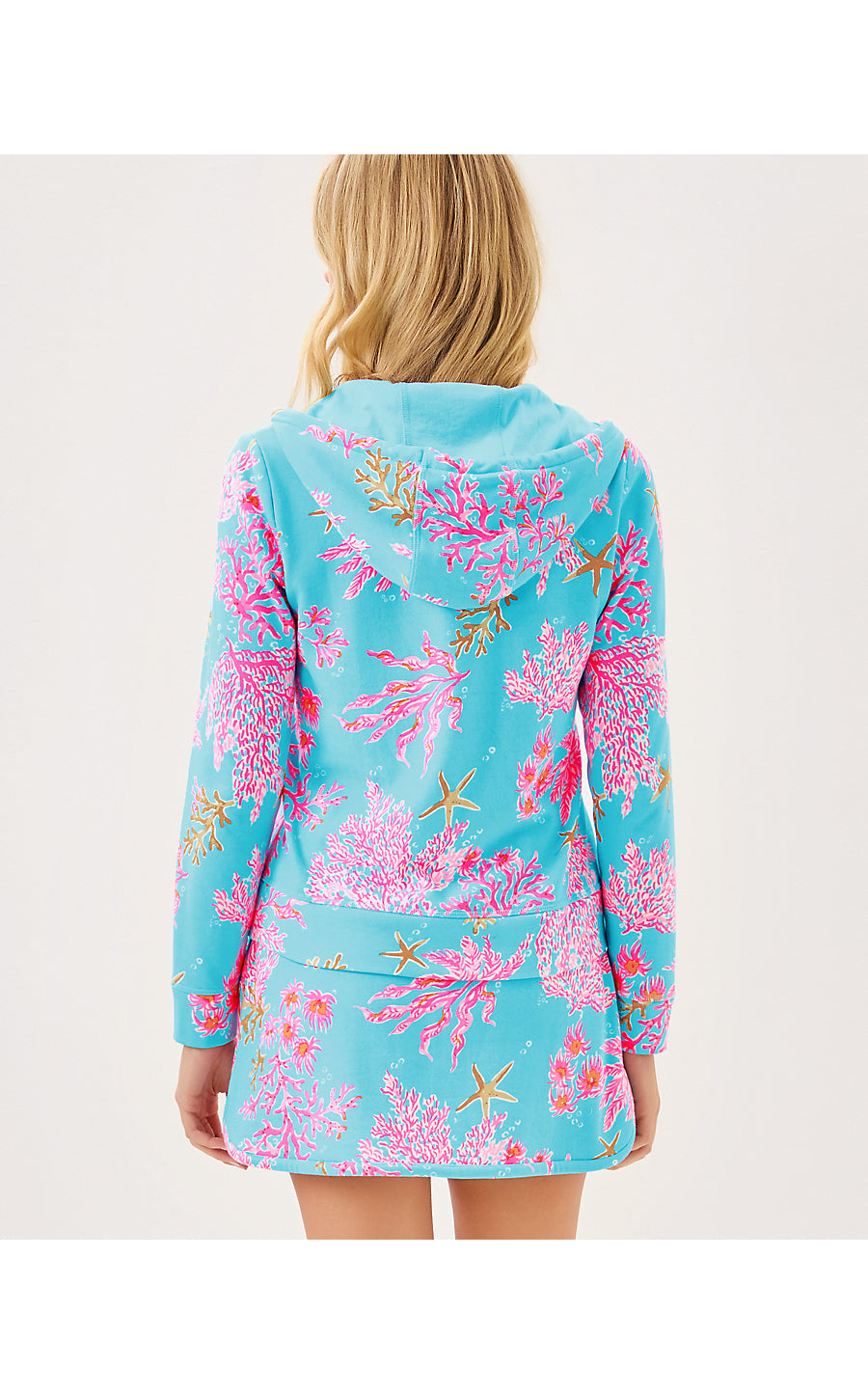 AVIDA ZIP-UP TERRY HOODIE, MULTI ROYAL CORAL