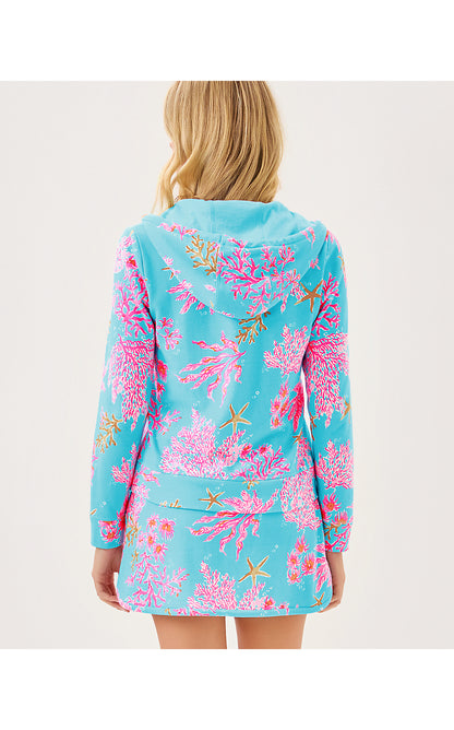 AVIDA ZIP-UP TERRY HOODIE, MULTI ROYAL CORAL