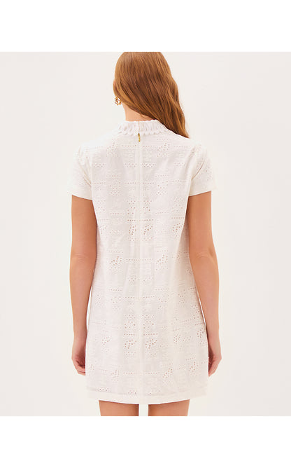 MAMIE DRESS, RESORT WHITE OUT TO SEA EYELET