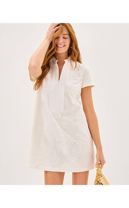 MAMIE DRESS, RESORT WHITE OUT TO SEA EYELET