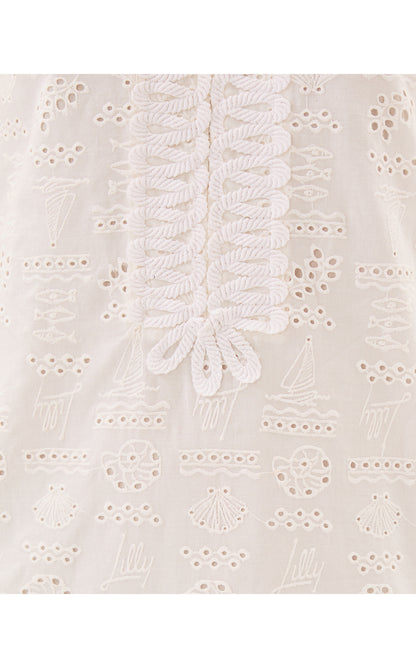 MAMIE DRESS, RESORT WHITE OUT TO SEA EYELET