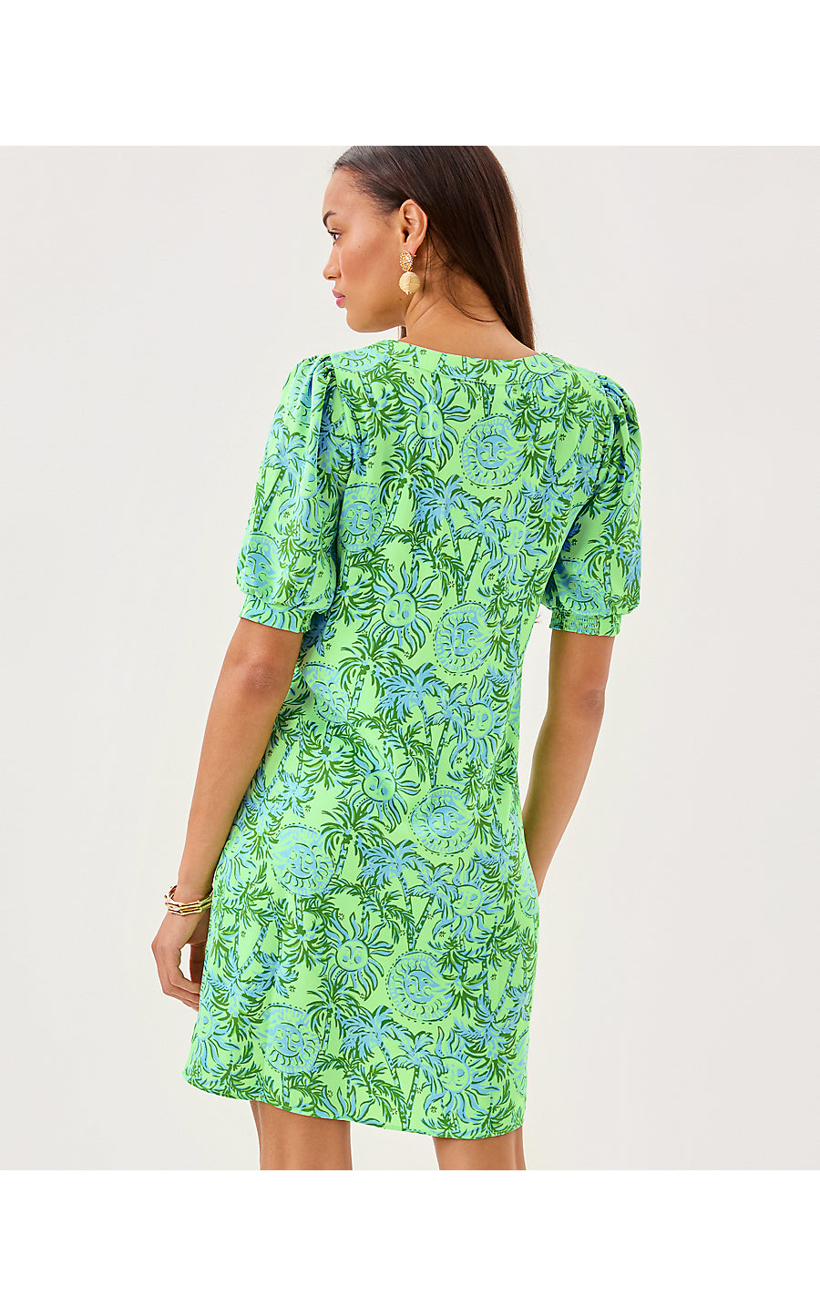 OLIVINE SHORT SLEEVE DRESS, COOL MINT CATCHIN RAYS
