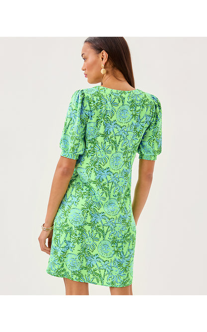 OLIVINE SHORT SLEEVE DRESS, COOL MINT CATCHIN RAYS