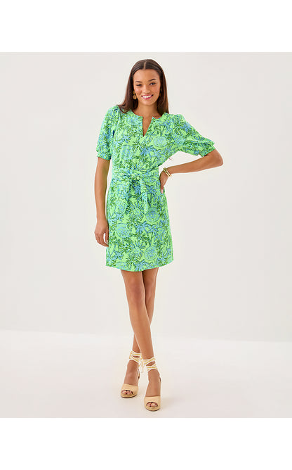 OLIVINE SHORT SLEEVE DRESS, COOL MINT CATCHIN RAYS