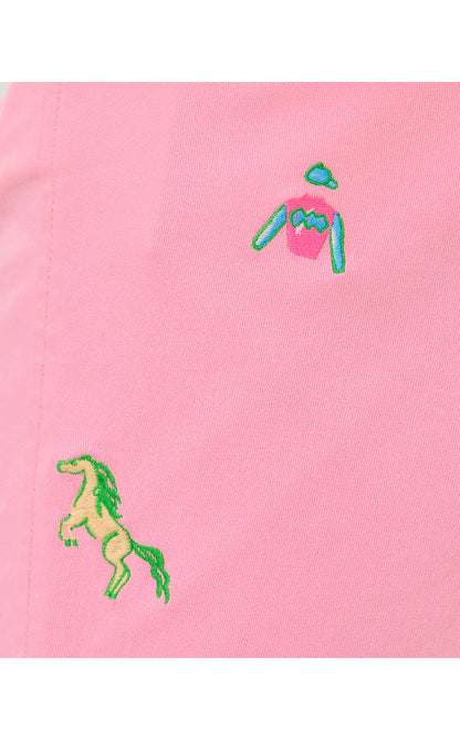 MENS STUFF VOLK STRETCH SHORT, CONCH SHELL PINK DERBY DITSY EMBROIDERY