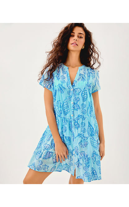 FERIA TIERED COVERUP, FRESH WATER BLUE COOL AS SHELL