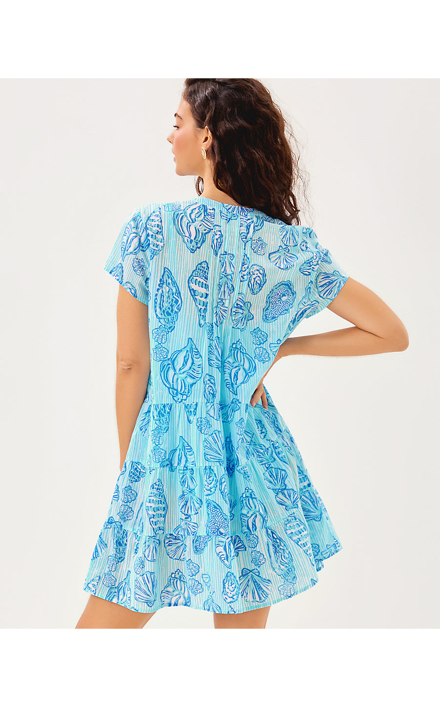 FERIA TIERED COVERUP, FRESH WATER BLUE COOL AS SHELL