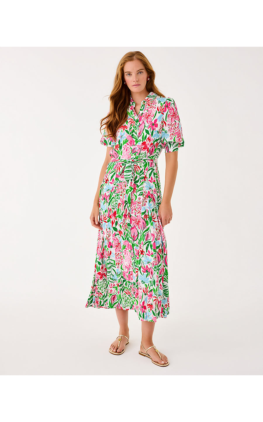 LARKYN MIDI SHIRTDRESS, MULTI GLOWING GARDENS