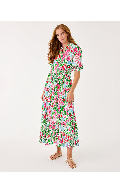 LARKYN MIDI SHIRTDRESS, MULTI GLOWING GARDENS