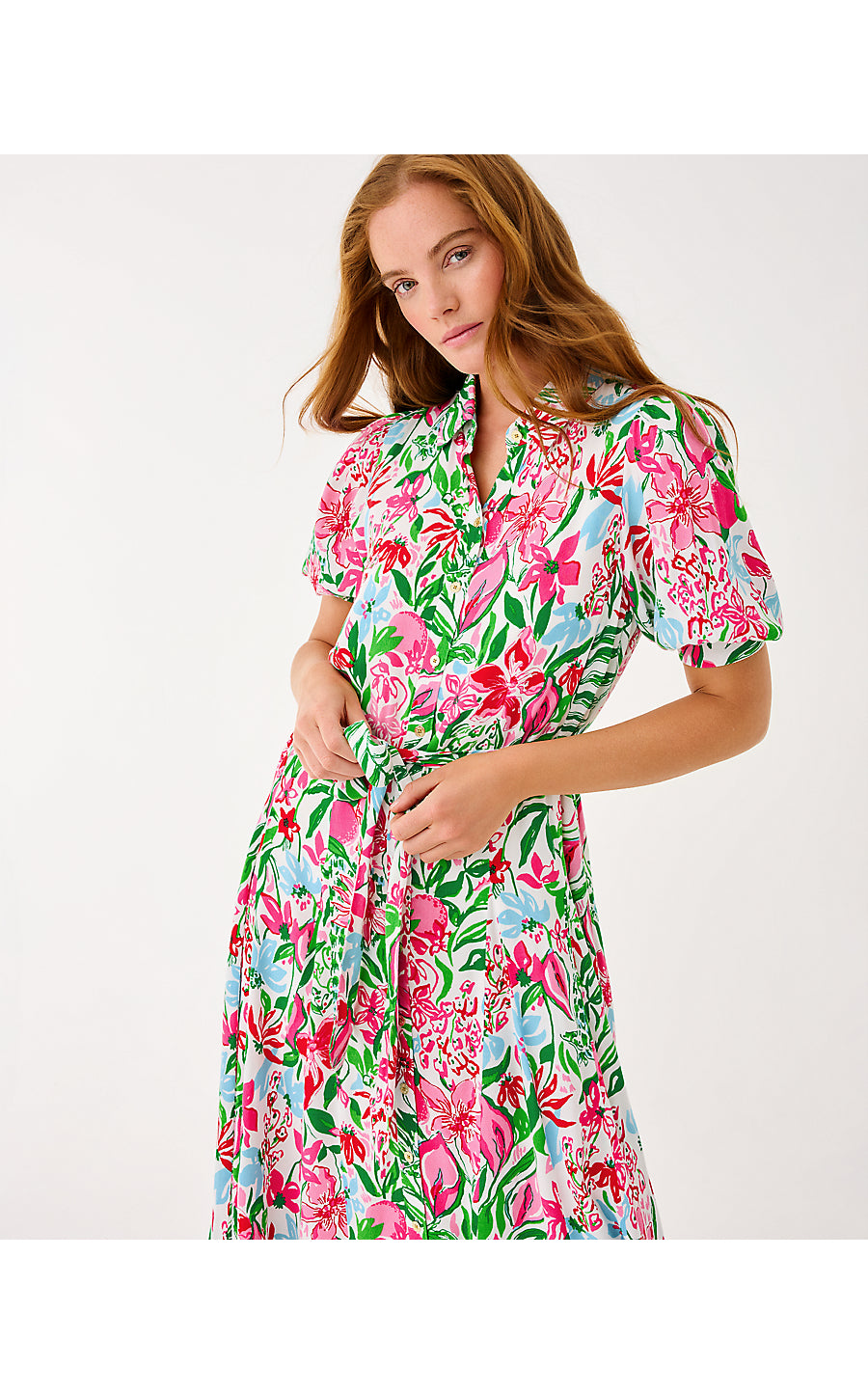 LARKYN MIDI SHIRTDRESS, MULTI GLOWING GARDENS