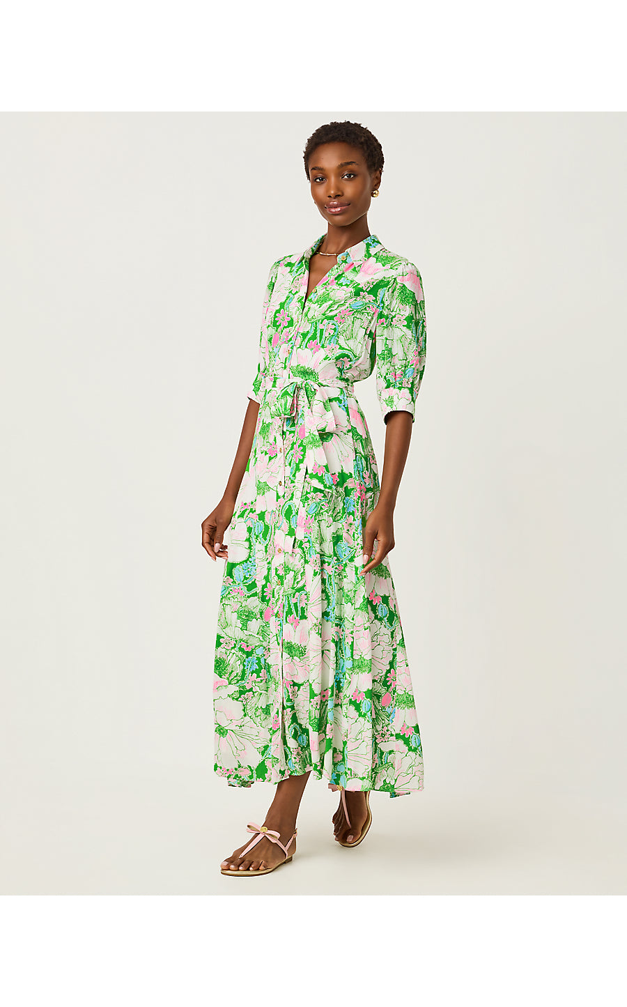 LARKYN MIDI SHIRTDRESS, PUTTING GREEN POPPYLAND