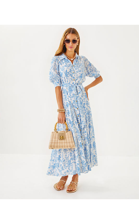 LARKYN MIDI SHIRTDRESS, RESORT WHITE TALL TALES