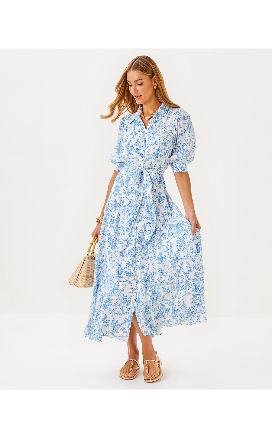 LARKYN MIDI SHIRTDRESS, RESORT WHITE TALL TALES