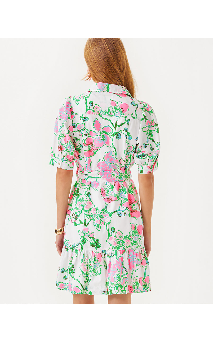 SASHRIA DRESS, MULTI OVERSIZED ORCHIDS ON THE AVENUE ALLOVER