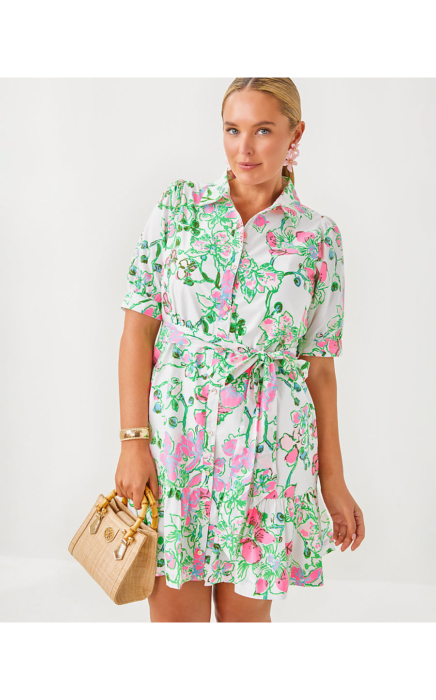 SASHRIA DRESS, MULTI OVERSIZED ORCHIDS ON THE AVENUE ALLOVER