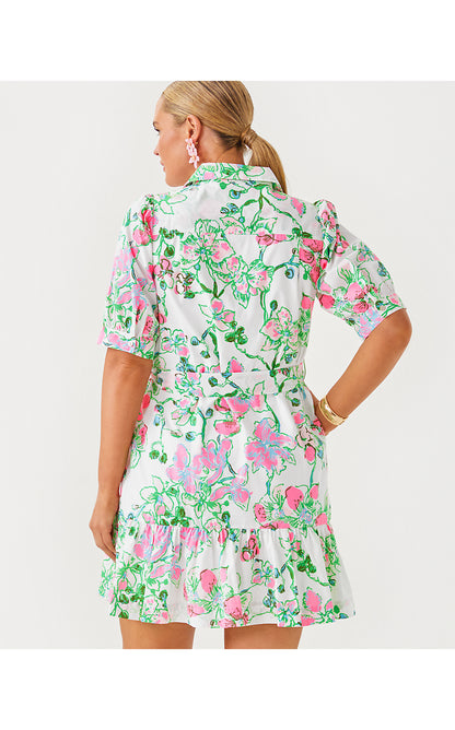 SASHRIA DRESS, MULTI OVERSIZED ORCHIDS ON THE AVENUE ALLOVER