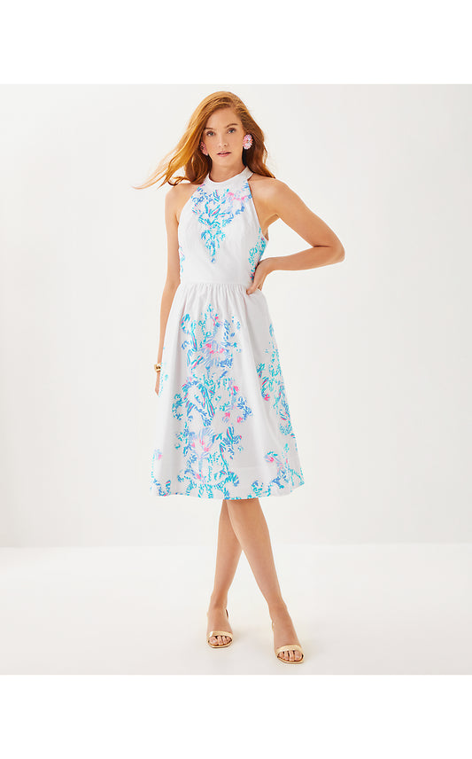 GIANNE MIDI DRESS, RESORT WHITE GIANNE DRESS APPLIQUE LAYOUT
