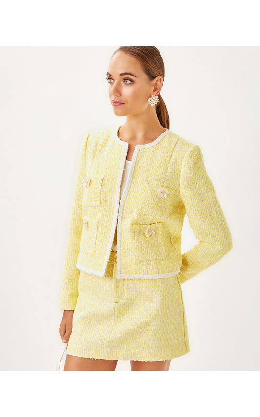 ROHANA BOUCLE JACKET, FINCH YELLOW CHIC CHICK BOUCLE