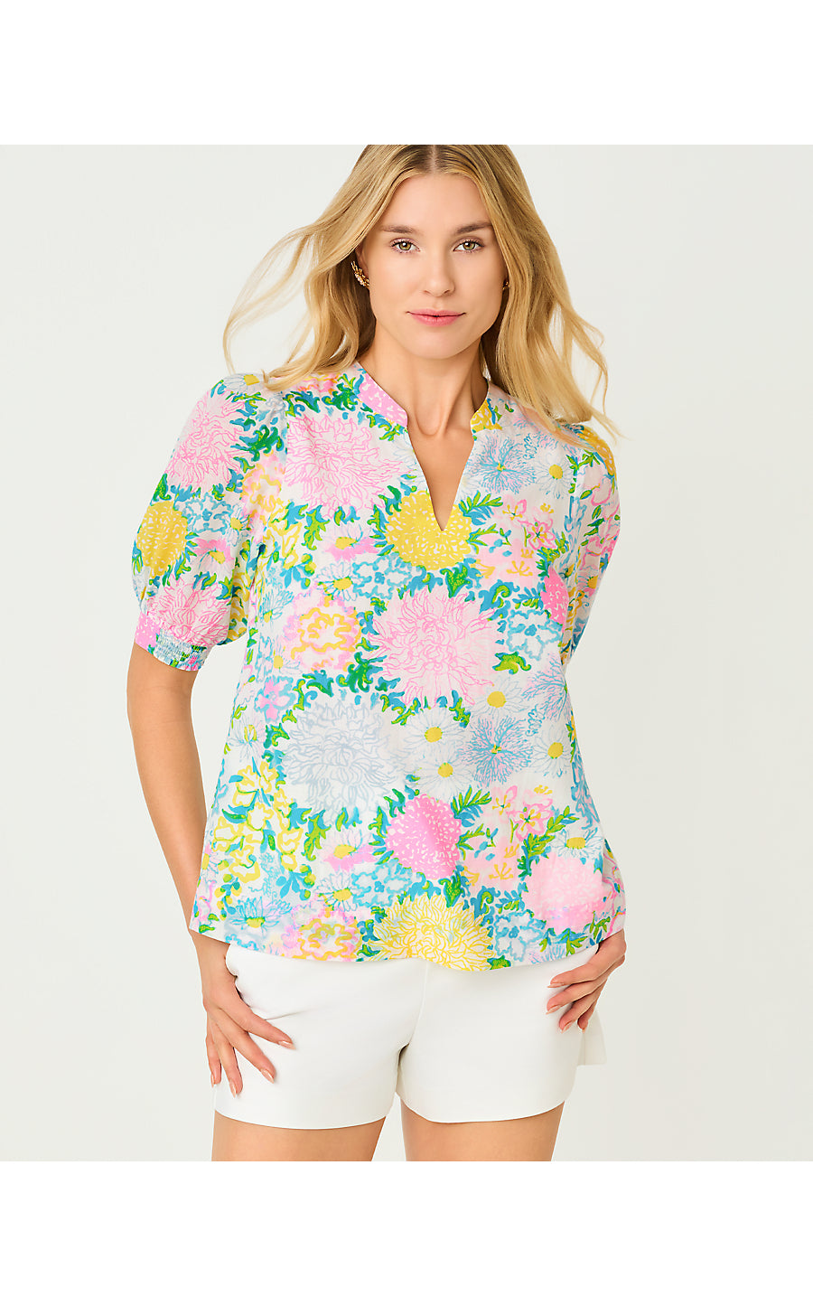 BRINELLE TOP, MULTI LILLY GARDEN