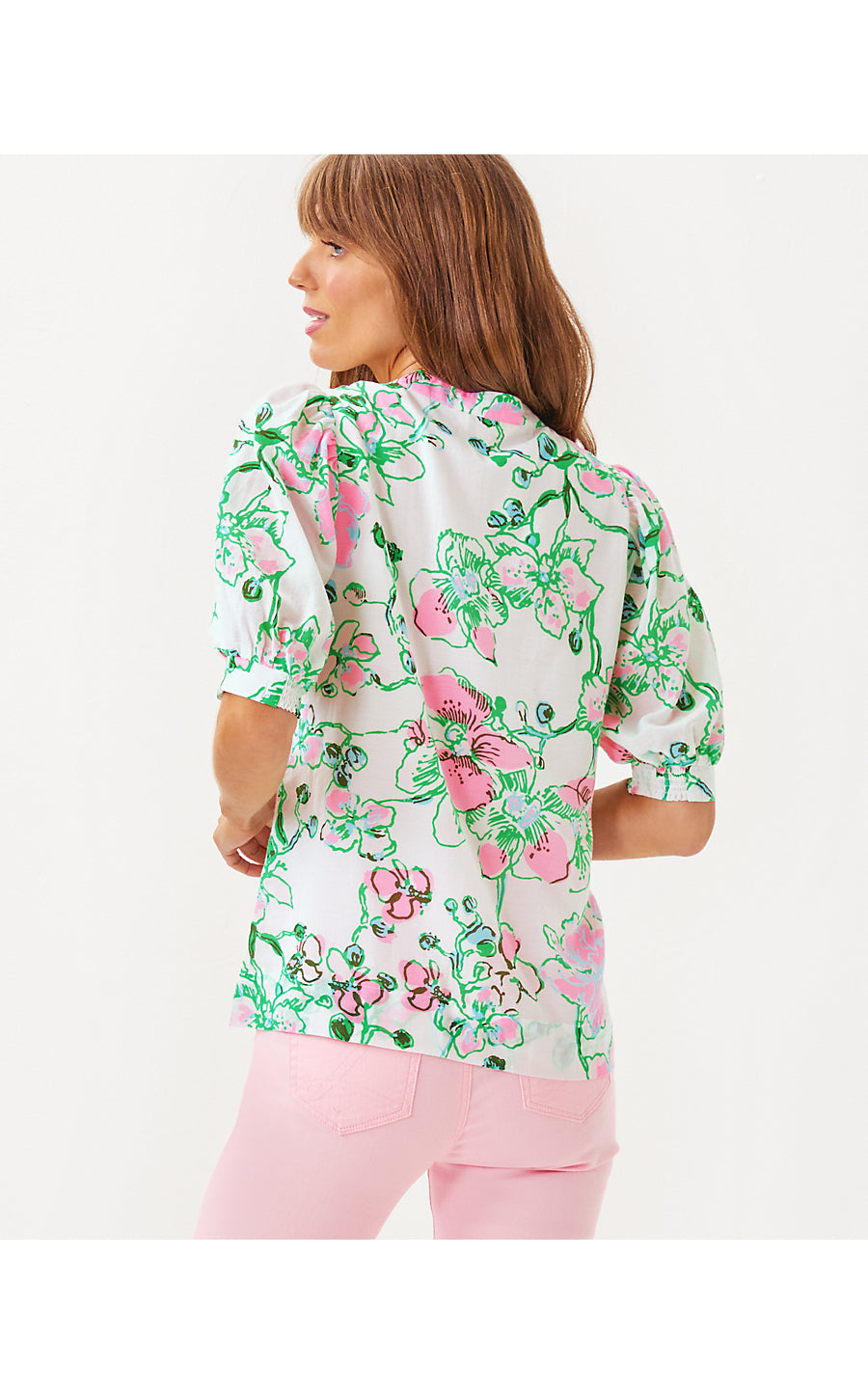 BRINELLE TOP, MULTI OVERSIZED ORCHIDS ON THE AVENUE ALLOVER