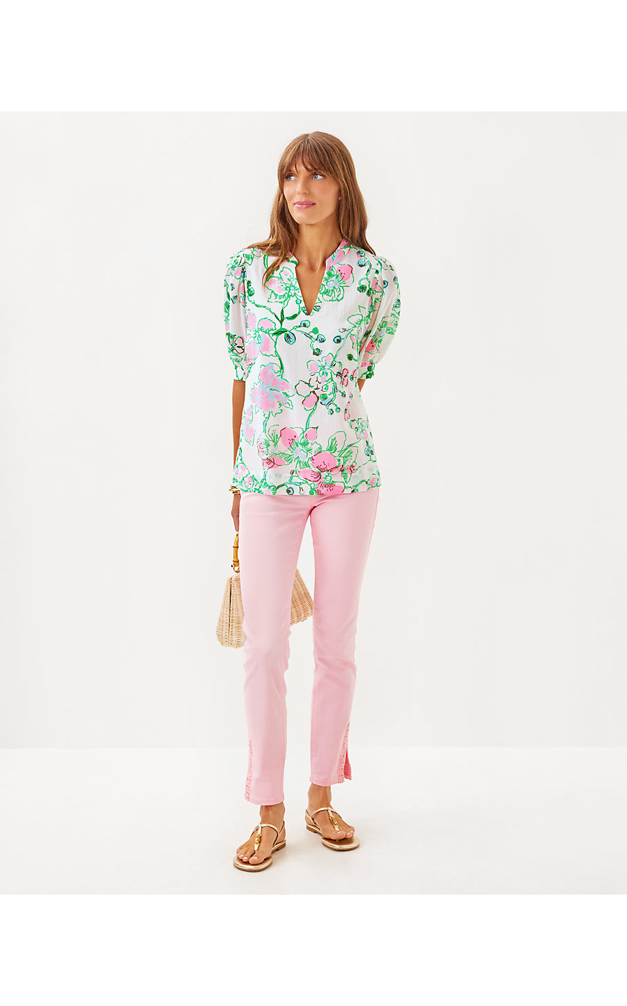 BRINELLE TOP, MULTI OVERSIZED ORCHIDS ON THE AVENUE ALLOVER