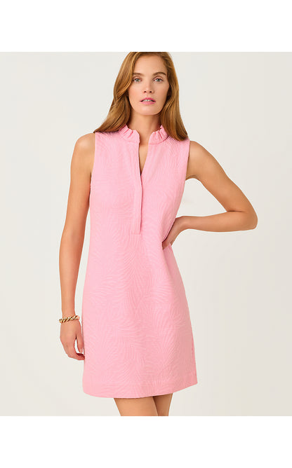 ELSEY SHIFT, CONCH SHELL PINK LEAFY KNIT PUCKER JACQUARD