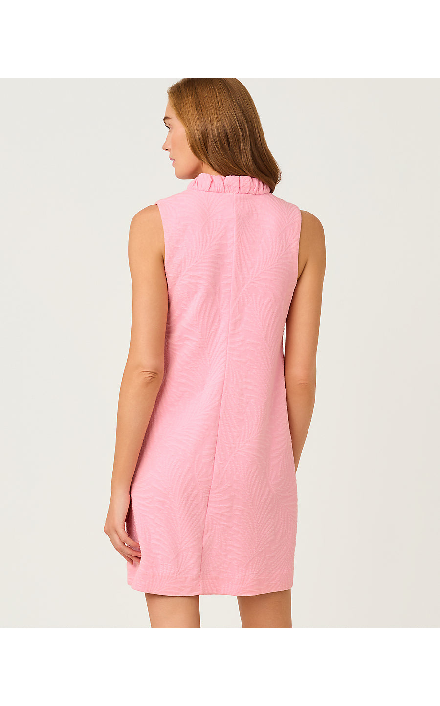 ELSEY SHIFT, CONCH SHELL PINK LEAFY KNIT PUCKER JACQUARD