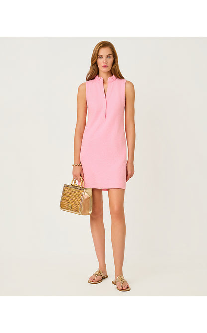 ELSEY SHIFT, CONCH SHELL PINK LEAFY KNIT PUCKER JACQUARD