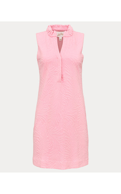 ELSEY SHIFT, CONCH SHELL PINK LEAFY KNIT PUCKER JACQUARD