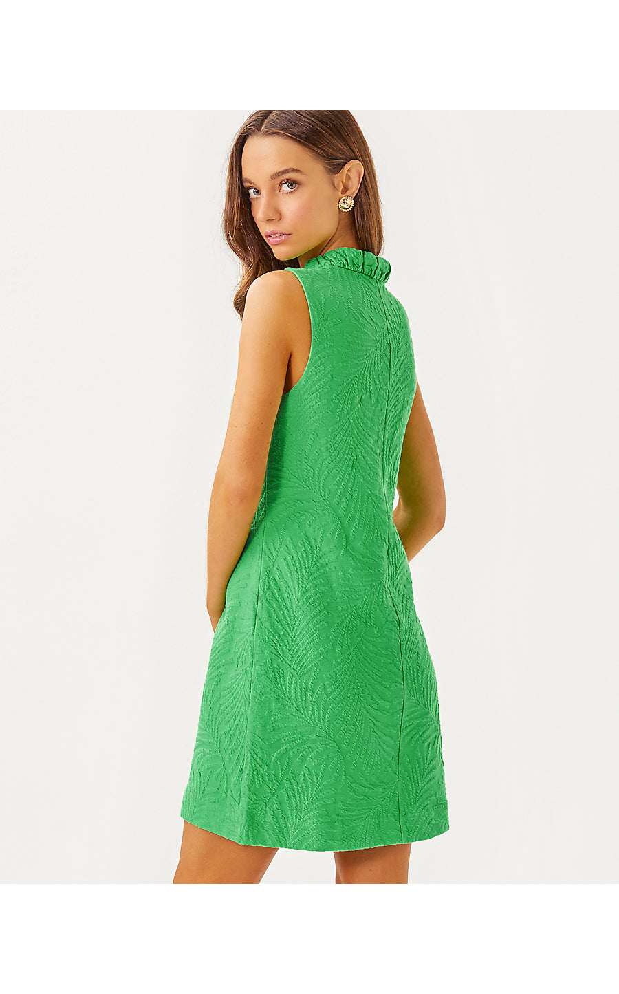 ELSEY SHIFT, FAUNA GREEN LEAFY KNIT PUCKER JACQUARD Palm Place ELSEY SHIFT, FAUNA GREEN LEAFY KNIT PUCKER JACQUARD Palm Place