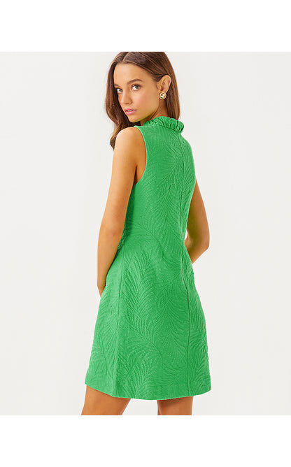 ELSEY SHIFT, FAUNA GREEN LEAFY KNIT PUCKER JACQUARD