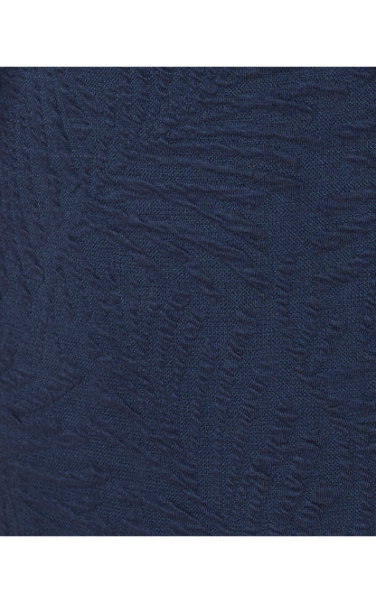 ELSEY SHIFT, LOW TIDE NAVY LEAFY KNIT PUCKER JACQUARD