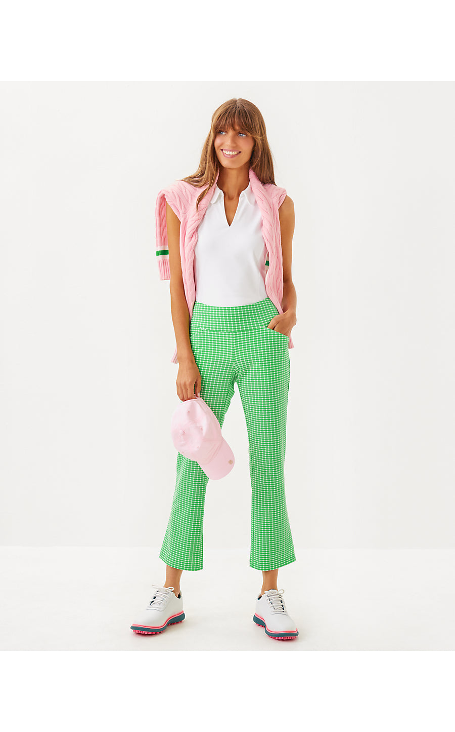 CORSO KICK FLARE PANT UPF 50+, FAUNA GREEN PERFORMANCE GINGHAM