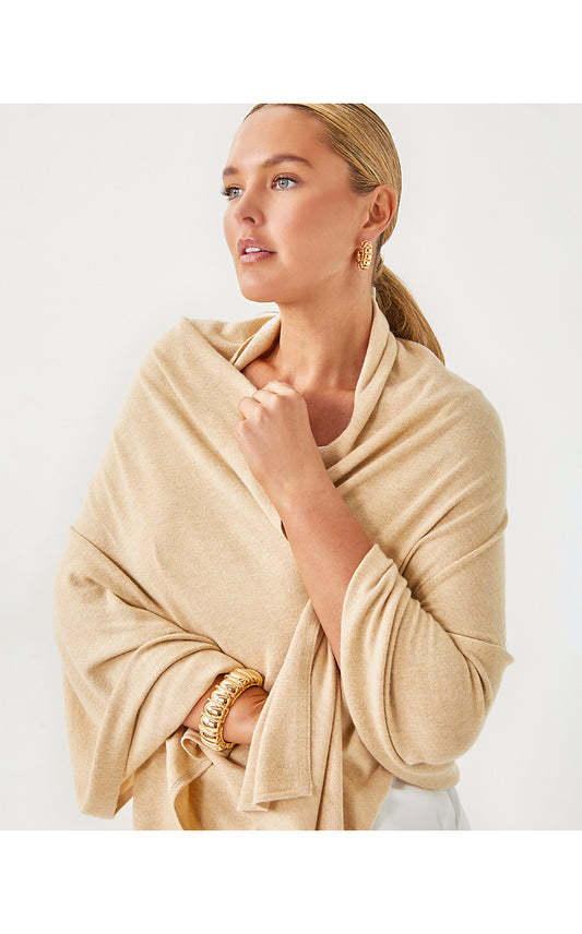 LANELLE WRAP, HEATHERED SAND BAR METALLIC