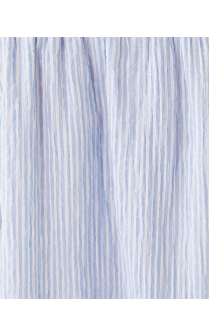 JAMIELYNN LONG SLEEVE OFF THE SHOULDER TOP, JACARANDA BLUE LTWT OXFORD STRIPE