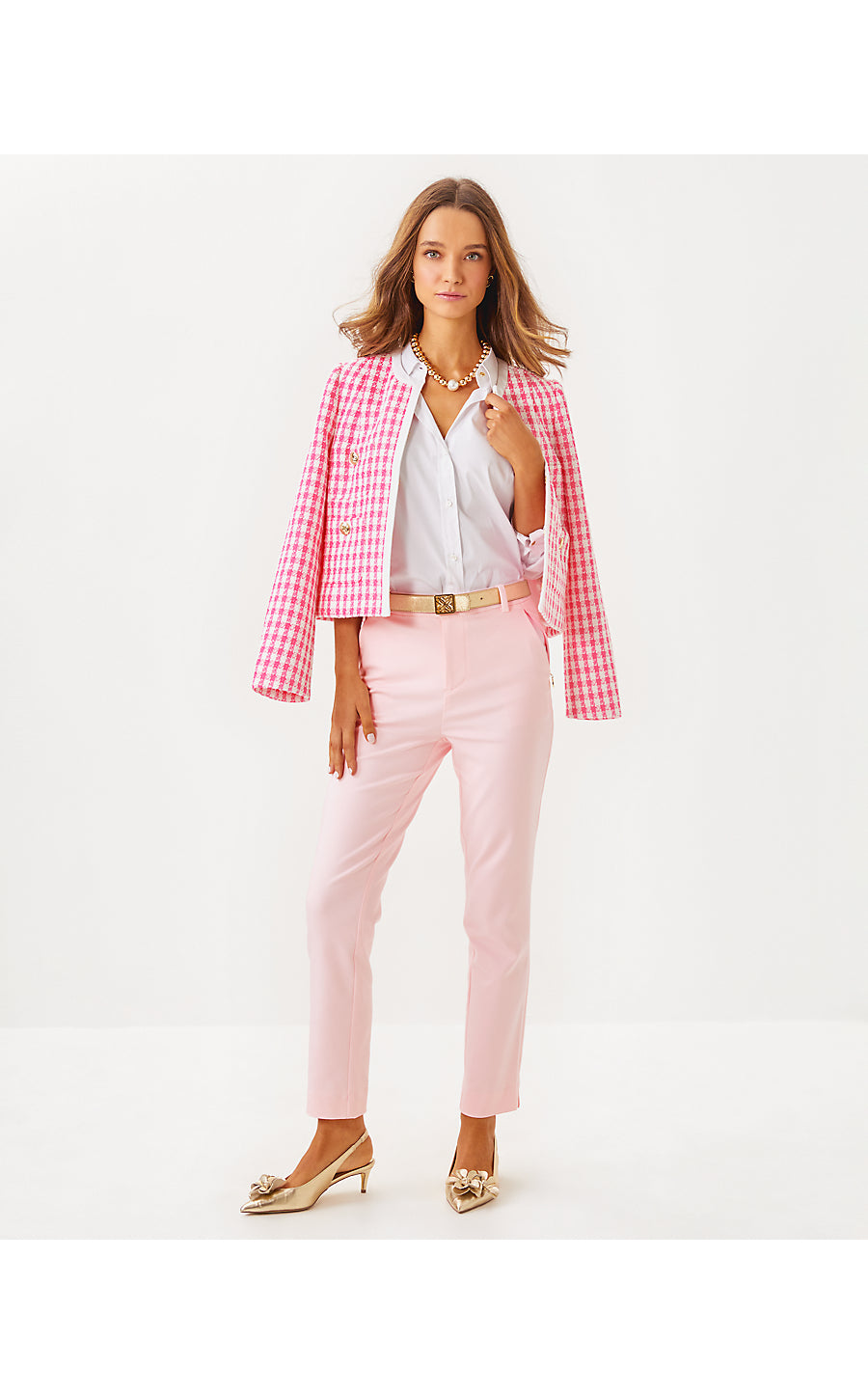 ROHANA BOUCLE JACKET, ROUSSEAU PINK CHARMING CHECK BOUCLE