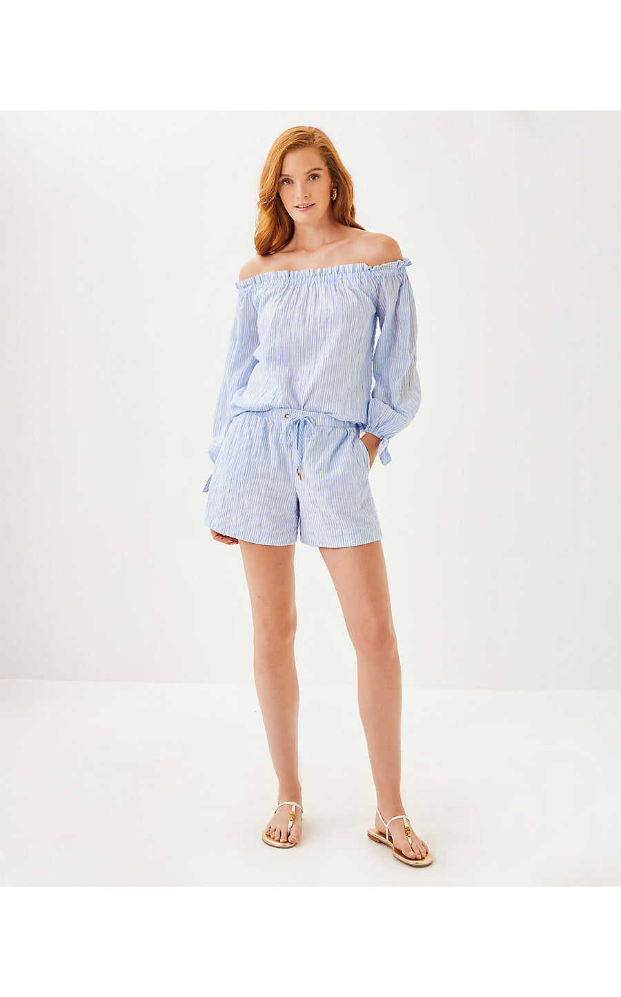CROIX SHORT, JACARANDA BLUE LTWT OXFORD STRIPE