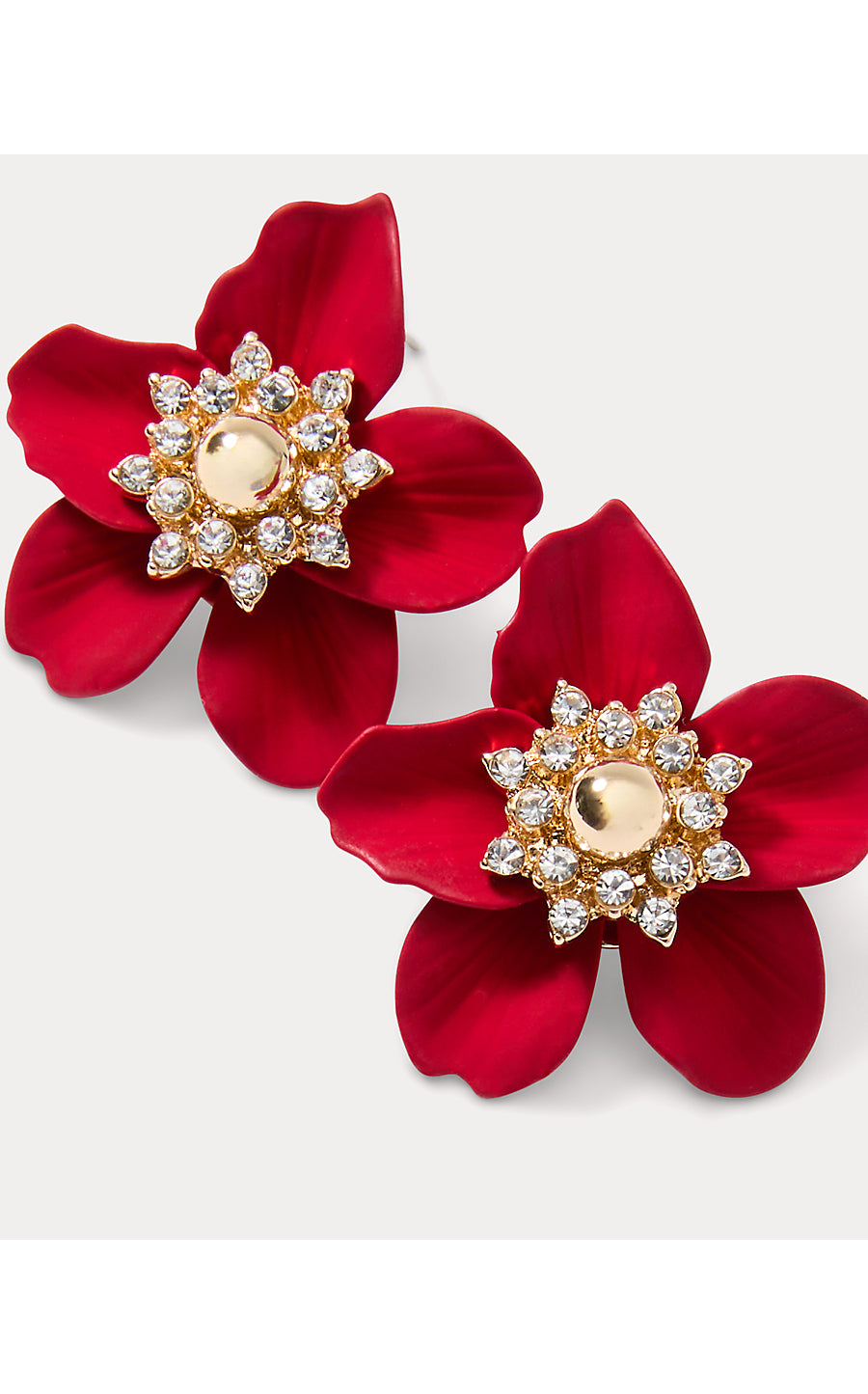 SMALL ORCHID EARRINGS, CRANBERRY RED