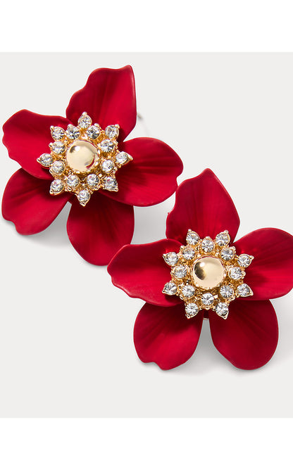 SMALL ORCHID EARRINGS, CRANBERRY RED