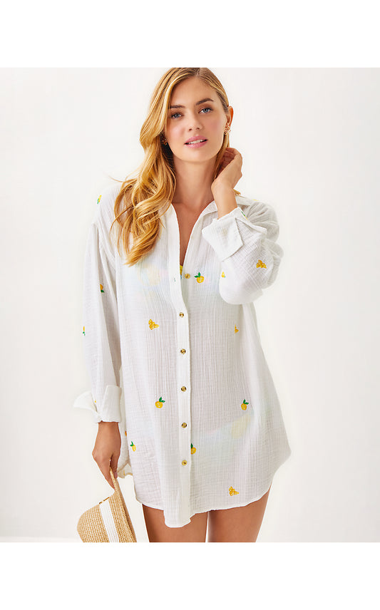 KWITNEY LONG-SLEEVE COVER, HONEYCOMB LEMON BEE HALF DROP