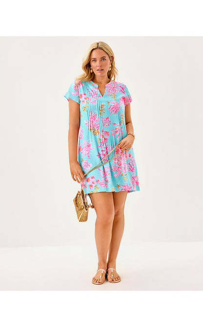 ANSELLA TUNIC DRESS, MULTI ROYAL CORAL