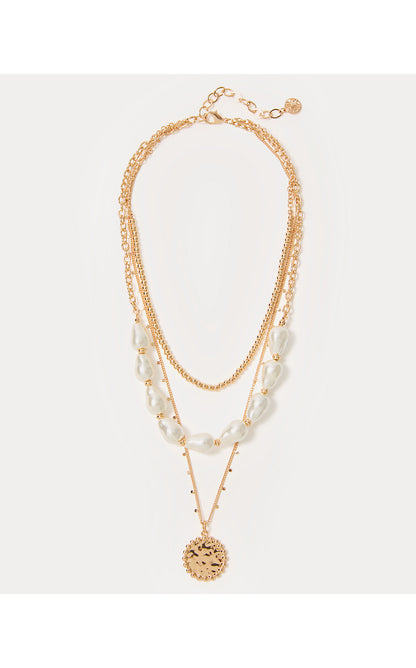 PARADISE PARTY NECKLACE, GOLD METALLIC