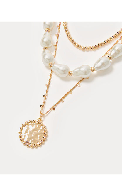 PARADISE PARTY NECKLACE, GOLD METALLIC